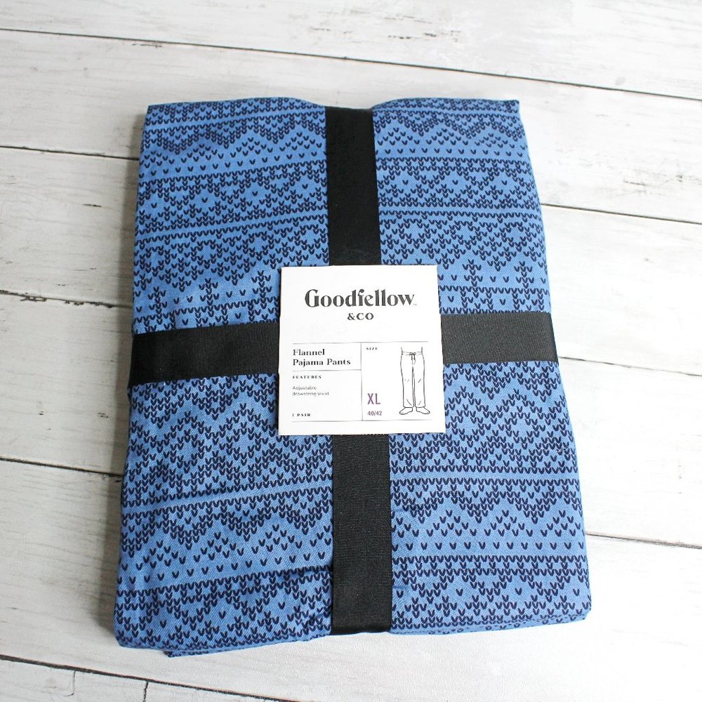 Goodfellow Men's Flannel Pajama Pants Size XL 40-42 Blue Drawstring